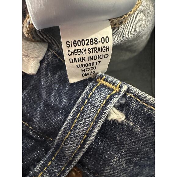 Gap Cheeky Straight High Rise Jeans Button Fly 29 8 Tall Dark Indigo Blue Denim - Picture 9 of 13